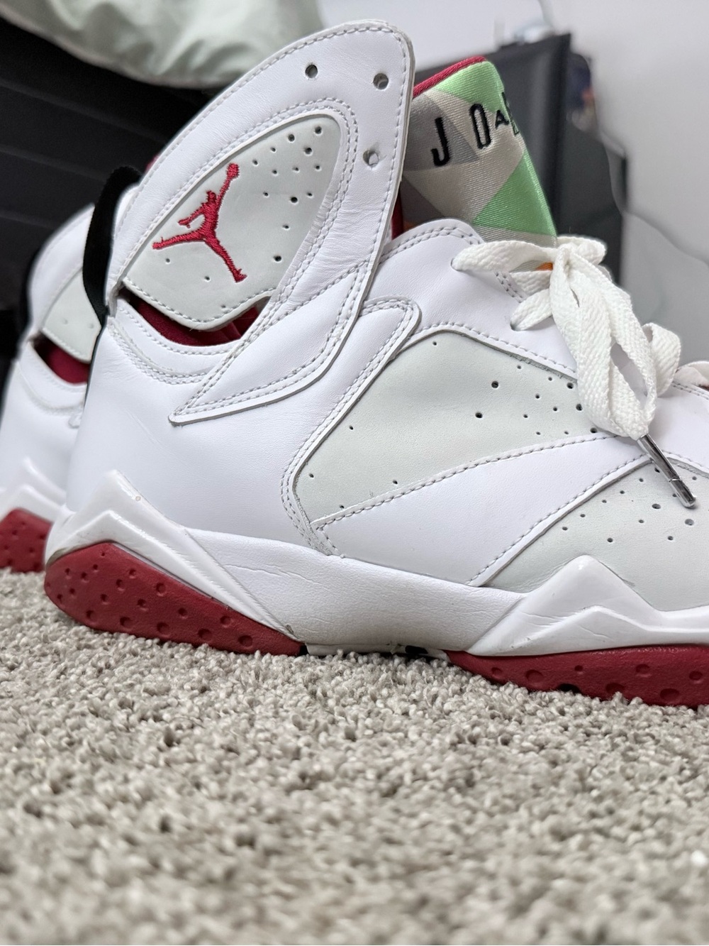 Nike White/Maroon Air Jordan 7 Retro Basketball Shoes